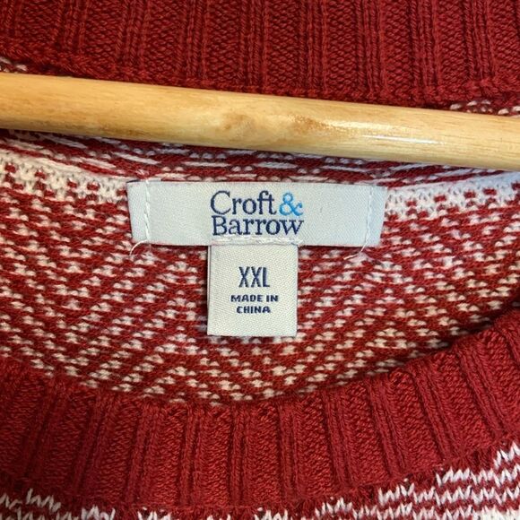 Croft & Barrow Red & White Patterned Crewneck Sweater Size XXLarge - Picture 5 of 11